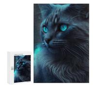Rompecabezas 300 PCS para Adultos Blue-Eyed Fantasy Cat Rompecabezas para Adultos Juguetes De Bricolaje Pero Divertidos Y Humorísticos para Cumpleaños, Navidad 300 PCS