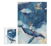 Rompecabezas 300 PCS para Adultos Boy Riding Whale Starry Sky Rompecabezas para Adultos Juguete Decoración De Pared Decoración del Hogar para Cumpleaños, Navidad 300 PCS