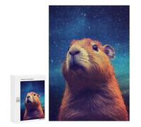 Rompecabezas 300 PCS para Adultos Capybara Night Galaxy Rompecabezas para Adultos Juegos Familiares Carrera De Velocidad Manual Regalos para Amigos Y Familiares 300 PCS