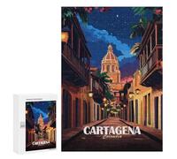 Rompecabezas 300 PCS para Adultos Cartagena, Colombia Street at Night Rompecabezas para Adultos Juguete Decoración De Pared Mejora La Memoria Regalo De Cumpleaños, Regalos, 300 PCS