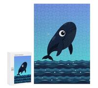 Rompecabezas 300 PCS para Adultos Cartoon Whale Jumping out of Water Rompecabezas para Adultos Juguete Decoración De Pared Mejora La Memoria Regalo De Cumpleaños, Regalos, 300 PCS