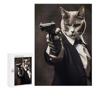 Rompecabezas 300 PCS para Adultos Cat Secret Agent Rompecabezas para Adultos Juguetes De Bricolaje Pero Divertidos Y Humorísticos para Cumpleaños, Navidad 300 PCS