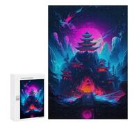 Rompecabezas 300 PCS para Adultos Cherry Blossom Japan Neon Rompecabezas para Adultos Juguete Decoración De Pared Mejora La Memoria Regalo De Cumpleaños, Regalos, 300 PCS