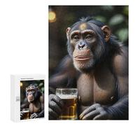 Rompecabezas 300 PCS para Adultos Chimpanzee Drinking Funny Rompecabezas para Adultos Juego De Ingenio Regalo De Cumpleaños Ayuda A Ejercitar El Cerebro 300 PCS