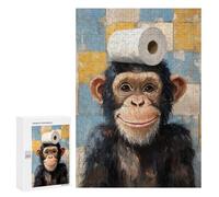 Rompecabezas 300 PCS para Adultos Chimpanzee with Toilet Paper Rompecabezas para Adultos Juguetes De Bricolaje Pero Divertidos Y Humorísticos para Cumpleaños, Navidad 300 PCS