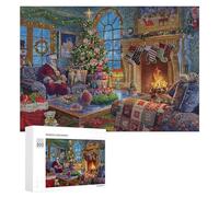 Rompecabezas 300 PCS para Adultos Christmas Cozy Living Room Scene Rompecabezas De Juguete para Decoración De Pared, Divertido Y Humorístico, Cumpleaños 300 PCS