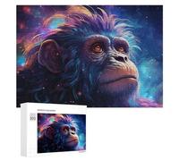 Rompecabezas 300 PCS para Adultos Colorful Chimpanzee Portrait Rompecabezas De Juguete para Decoración De Pared, Divertido Y Humorístico, Cumpleaños 300 PCS