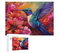 Rompecabezas 300 PCS para Adultos Colorful Hummingbird in Bloom -1 Rompecabezas para Adultos Juegos Relajantes Decoración Perfecta como Regalo para Toda La Familia 300 PCS