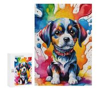 Rompecabezas 300 PCS para Adultos Colorful Puppy Watercolor Art Rompecabezas Juguetes Antiestrés para La Diversión Familiar Oferta como Regalos para Toda La Familia 300 PCS