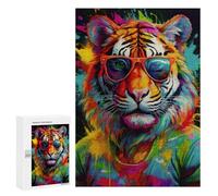 Rompecabezas 300 PCS para Adultos Cool Tiger in Sunglasses Rompecabezas para Adultos Juego De Ingenio Regalo De Cumpleaños Ayuda A Ejercitar El Cerebro 300 PCS