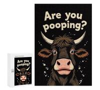 Rompecabezas 300 PCS para Adultos Cow Pooping Meme Rompecabezas para Adultos Juguete Decoración De Pared Decoración Perfecta Regalos para Reducir El Estrés 300 PCS