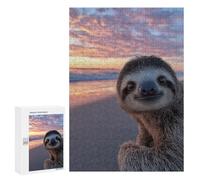 Rompecabezas 300 PCS para Adultos Cute Sloth at Sunset Beach Rompecabezas para Adultos Juguete Decoración De Pared Decoración del Hogar para Cumpleaños, Navidad 300 PCS