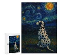 Rompecabezas 300 PCS para Adultos Dalmatian Dog in Starry Night Style Rompecabezas Juguetes Antiestrés para La Diversión Familiar Oferta como Regalos para Toda La Familia 300 PCS