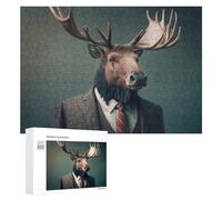 Rompecabezas 300 PCS para Adultos Deer in Suit Business Look Rompecabezas para Adultos Juegos De Relajación Decoración Cumpleaños 300 PCS