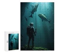 Rompecabezas 300 PCS para Adultos Diving Deep Sea with Fish Rompecabezas para Adultos Juguetes De Bricolaje Pero Divertidos Y Humorísticos para Cumpleaños, Navidad 300 PCS