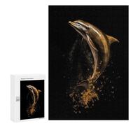 Rompecabezas 300 PCS para Adultos Dolphin Gold Dark Rompecabezas para Adultos Juegos Relajantes Corte De Precisión Oferta como Regalo para Toda La Familia 300 PCS