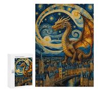 Rompecabezas 300 PCS para Adultos Dragon Over Cityscape Rompecabezas para Adultos Juegos Familiares Carrera De Velocidad Manual Regalos para Amigos Y Familiares 300 PCS