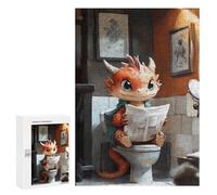 Rompecabezas 300 PCS para Adultos Dragon Reading on Toilet Rompecabezas para Adultos Juguetes De Bricolaje Pero Divertidos Y Humorísticos para Cumpleaños, Navidad 300 PCS