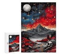 Rompecabezas 300 PCS para Adultos Dragon Skull Landscape with Red Flowers Rompecabezas Juego Familiar Difícil Oferta Difícil como Regalo para Toda La Familia 300 PCS