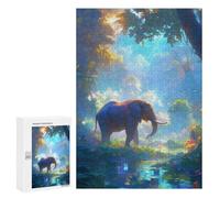 Rompecabezas 300 PCS para Adultos Elephant in Lush Jungle Rompecabezas para Adultos Juegos Divertidos Vacaciones En Casa Matar El Tiempo para Cumpleaños, Navidad 300 PCS