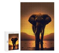 Rompecabezas 300 PCS para Adultos Elephant Sunset Rompecabezas para Adultos Juegos Familiares Carrera De Velocidad Manual Regalos para Amigos Y Familiares 300 PCS