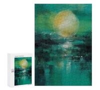 Rompecabezas 300 PCS para Adultos Emerald Horizon - Abstract Sun and Water Reflection Rompecabezas para Adultos Juguete Decoración De Pared Mejora La Memoria Regalo De Cumpleaños, Regalos, 300 PCS