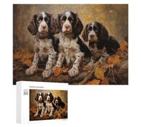 Rompecabezas 300 PCS para Adultos English Springer Spaniels Rompecabezas para Adolescentes Juguete Decoración De Pared Decoración Desafiante De Completar 300 PCS