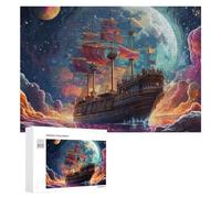 Rompecabezas 300 PCS para Adultos Fantasy Sailing Ship in A Colorful Sky Rompecabezas para Adultos Juegos Relajantes Decoración Perfecta como Regalo para Toda La Familia 300 PCS