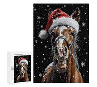 Rompecabezas 300 PCS para Adultos Festive Horse Christmas Rompecabezas para Adultos Juguete Decoración De Pared Decoración Perfecta Regalos para Reducir El Estrés 300 PCS