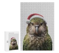 Rompecabezas 300 PCS para Adultos Festive Kakapo Bird with Santa Hat Rompecabezas para Adultos Juguetes De Bricolaje Pero Divertidos Y Humorísticos para Cumpleaños, Navidad 300 PCS