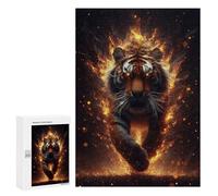 Rompecabezas 300 PCS para Adultos Fiery Tiger - Abstract Animal Art Rompecabezas para Adultos Juguetes De Bricolaje Pero Divertidos Y Humorísticos para Cumpleaños, Navidad 300 PCS