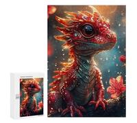 Rompecabezas 300 PCS para Adultos Fire Red Baby Dragon Rompecabezas para Adultos Juegos Divertidos Vacaciones En Casa Matar El Tiempo para Cumpleaños, Navidad 300 PCS