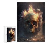 Rompecabezas 300 PCS para Adultos Flaming Skull Artwork -3 Rompecabezas para Adultos Juguete Decoración De Pared Decoración Perfecta Regalos para Reducir El Estrés 300 PCS