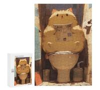 Rompecabezas 300 PCS para Adultos Funny Comical Cat Toilet Rompecabezas para Adultos Juegos Divertidos Vacaciones En Casa Matar El Tiempo para Cumpleaños, Navidad 300 PCS