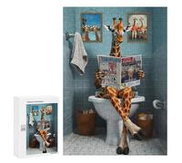 Rompecabezas 300 PCS para Adultos Funny Giraffe Using Toilet Rompecabezas para Adultos Juegos Divertidos Vacaciones En Casa Matar El Tiempo para Cumpleaños, Navidad 300 PCS