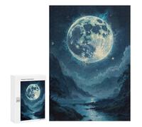 Rompecabezas 300 PCS para Adultos Giant Moon Over Mountains Rompecabezas para Adultos Juguete Decoración De Pared Decoración Perfecta Regalos para Reducir El Estrés 300 PCS