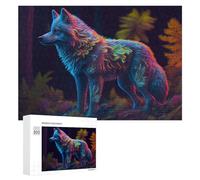 Rompecabezas 300 PCS para Adultos Glowing Forest Wolf-1 Rompecabezas De Juguete para Decoración De Pared, Divertido Y Humorístico, Cumpleaños 300 PCS