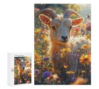Rompecabezas 300 PCS para Adultos Goat in A Flower Field Rompecabezas para Adultos Juguete Decoración De Pared Mejora La Memoria Regalo De Cumpleaños, Regalos, 300 PCS