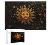 Rompecabezas 300 PCS para Adultos Golden Celestial Sun Art Print-1 Rompecabezas para Adultos Juegos Relajantes Decoración Perfecta como Regalo para Toda La Familia 300 PCS