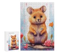 Rompecabezas 300 PCS para Adultos Golden Hamster in Flowers -1 Rompecabezas para Adultos Juegos Familiares Carrera De Velocidad Manual Regalos para Amigos Y Familiares 300 PCS