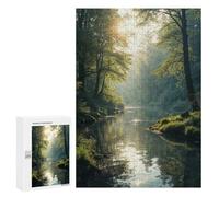 Rompecabezas 300 PCS para Adultos Golden Hour in A Hidden Forest. Rompecabezas para Adultos Juegos Divertidos Análisis Y Lógica Cumpleaños 300 PCS
