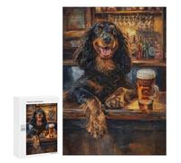 Rompecabezas 300 PCS para Adultos Gordon Setter Pint of Beer Rompecabezas para Adultos Juegos De Relajación Decoración Cumpleaños 300 PCS