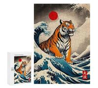 Rompecabezas 300 PCS para Adultos Great Wave of Tiger Rompecabezas para Adultos Juegos Divertidos Vacaciones En Casa Matar El Tiempo para Cumpleaños, Navidad 300 PCS