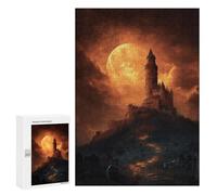 Rompecabezas 300 PCS para Adultos Halloween Castle with Full Moon Rompecabezas Juego De Ingenio Difícil Oferta como Regalo para Toda La Familia 300 PCS