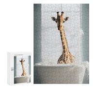 Rompecabezas 300 PCS para Adultos Happy Giraffe in The Bath Rompecabezas para Adultos Juguete Decoración De Pared Análisis Y Lógica Desafiante De Completar 300 PCS
