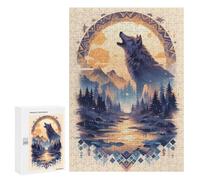 Rompecabezas 300 PCS para Adultos Harmony Wolf Howl at Dusk Rompecabezas para Adultos Juego De Ingenio Regalo De Cumpleaños Ayuda A Ejercitar El Cerebro 300 PCS