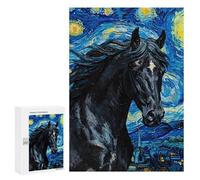 Rompecabezas 300 PCS para Adultos Horse in Starry Night Style Rompecabezas para Adultos Juegos Relajantes Corte De Precisión Oferta como Regalo para Toda La Familia 300 PCS