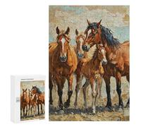 Rompecabezas 300 PCS para Adultos Horses Painting Family Portrait Rompecabezas para Adultos Juguete Decoración De Pared Decoración del Hogar para Cumpleaños, Navidad 300 PCS