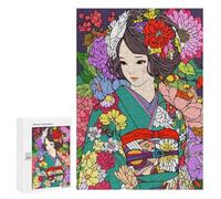 Rompecabezas 300 PCS para Adultos Japan Flower Girl Kimono Rompecabezas para Adultos Juegos Familiares Carrera De Velocidad Manual Regalos para Amigos Y Familiares 300 PCS