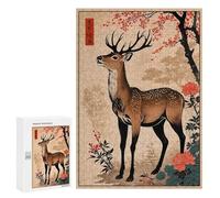 Rompecabezas 300 PCS para Adultos Japanese Deer Vintage Rompecabezas para Adultos Juegos Divertidos Vacaciones En Casa Matar El Tiempo para Cumpleaños, Navidad 300 PCS